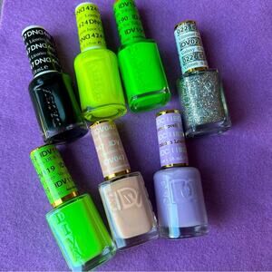 🆕 NEW 7 x DND REGULAR Nail Polish Nude Neon Set Metallic Silver Glitter Yellow